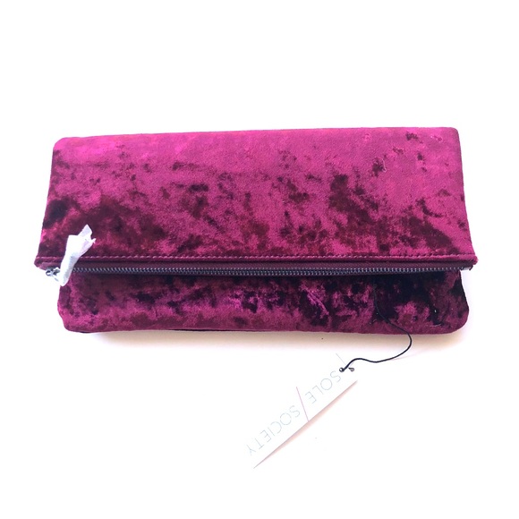 Sole Society Handbags - Sole Society for Nordstrom burgundy velvet clutch